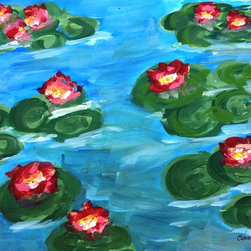 "Waterlilies IV" acrylic on media - Paintings