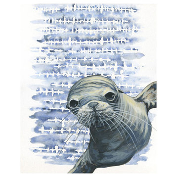 "Shibori and Marine Mammal, Well Hello There" Stretched Canvas Art by Karin Grow