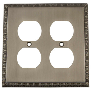 NW Egg & Dart Switch Plate With Double Outlet, Antique Pewter