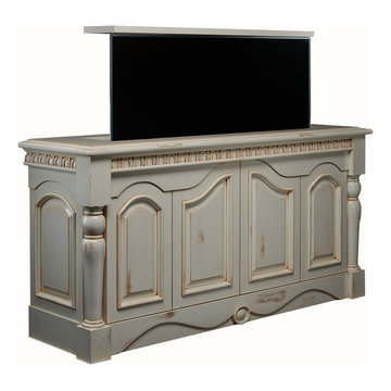 Country Cottage cabinet with lift kit to hide flat screen in bedroom