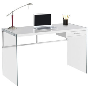 48 Black Glass Computer Desk Contemporary Desks And Hutches