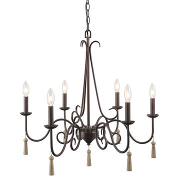 LNC  5-Light Chandelier French Country Shabby Chic Adjustable Brown Rust Metal