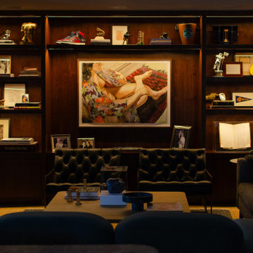 Studio City - Los Angeles - Bar Lounge - Moody -Art - Walnut Built-ins
