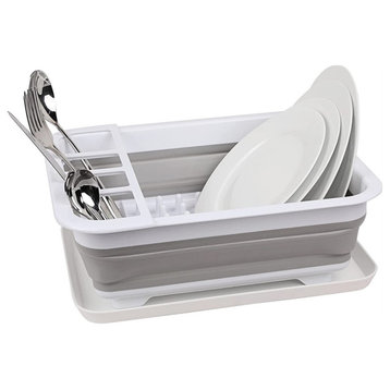 TUHOME Dish Drying Rack White / Gray plastic it is plegable and easy to store it