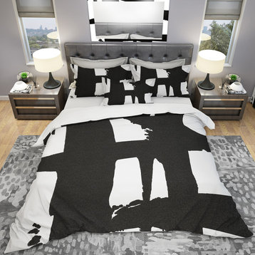 Black and White Crossing Paths Ii Duvet Cover Set, Twin