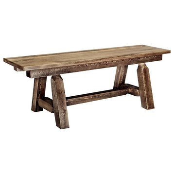 Montana Woodworks Homestead 6ft Solid Wood Plank Style Bench in Brown