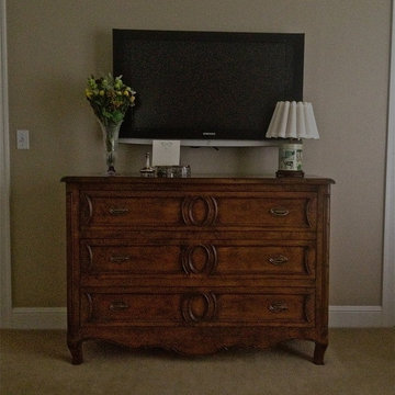 MASTER BEDROOM CHEST W TV COMPONETS IN CLOSET BEHIND WALL