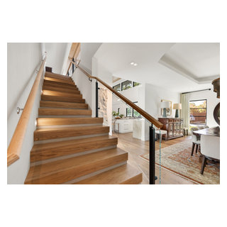 Modern Oak Staircase with Sleek Glass Railing - Eclectic - Staircase ...