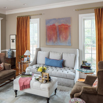 Tangerine Drapes with Custom Valence
