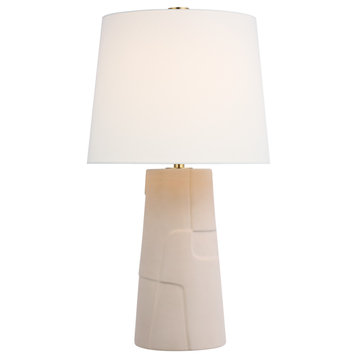 Braque Medium Debossed Table Lamp in Blush with Linen Shade