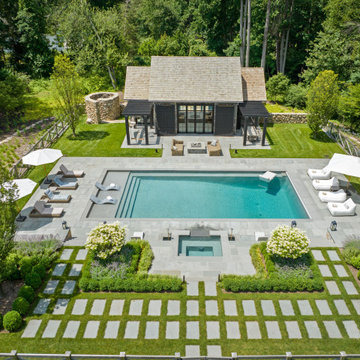 New Canaan CT : Outdoor Living Space Pool + Pool House