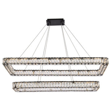 Elegant Lighting 3504G50L2 Monroe 50"W LED Crystal Linear - Black