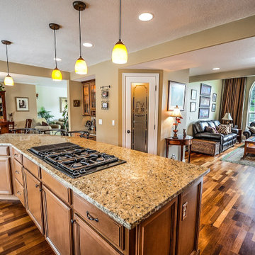 Warm & Welcoming – Traditional Kitchen with Golden Granite Island