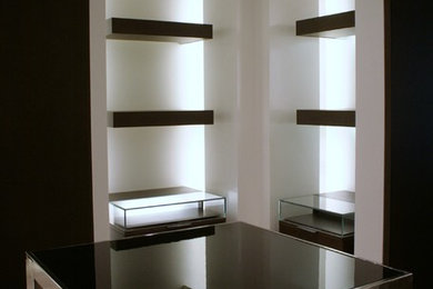 Modelo de recibidores y pasillos modernos extra grandes con paredes blancas y suelo de mármol