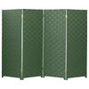 Indoor or Outdoor Room Divider, Woven Look Vinyl Screens, Green, 4 Panels