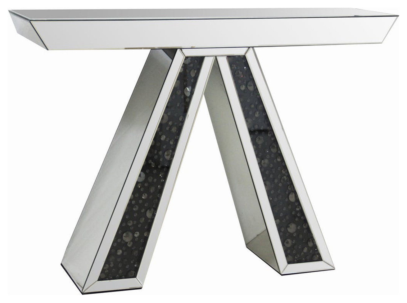 Benzara BM195961 Wood and Mirror Console Table with V shaped Base Clear ...