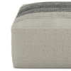Boho Square Woven Outdoor/Indoor Pouf, Gray and White Recycled Pet Polyester