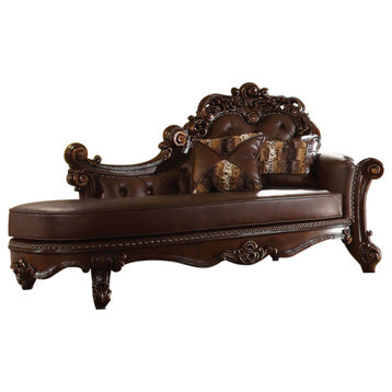 Vendome Chaise With 2 Pillows, PU and Cherry