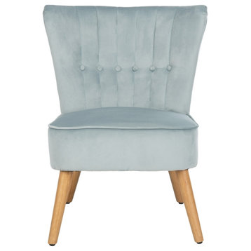 Safavieh June Mid Century Accent Chair, Slate Blue/Natural