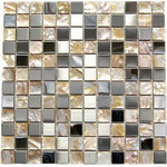 www.wallandtile.com - Oddysey Perla Blend Tile, 10 Sq. ft., 12"x12" - Stainless Steel and Shell 1x1 Mix Mosaic
