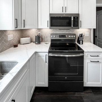 White and Green Kitchen and Coffee Bar