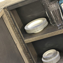 Siobhan Industrial Reclaimed Scaffolding & Perforated Steel Four Door Sideboard - Storage Cabinets