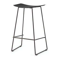 Winnie Matte Black Stool With Black Stained Solid European Oak Seat by Glid Stud - Bar Stools And Counter Stools