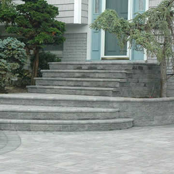 Front StoneStairs & Paver Driveway