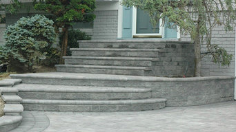 Front StoneStairs & Paver Driveway