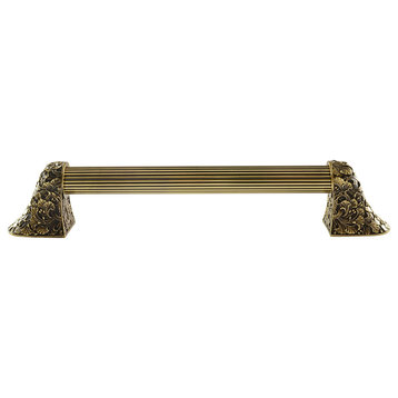 Florid Leaves Appliance Pull, Antique Brass, 16", Fluted