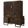 Pemberly Row 7-drawer Wood Credenza Desk Dark Walnut and Gunmetal
