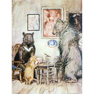 Tile Mural The Three Bears By Arthur Rackham, 6"x8", Glossy