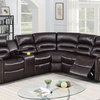 Lisbon Power Motion Sectional Sofa With Console, Brown Bonded Leather
