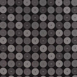 Sphere (graphite) black and grey curtain fabric with abstract circle design - Curtain Fabric
