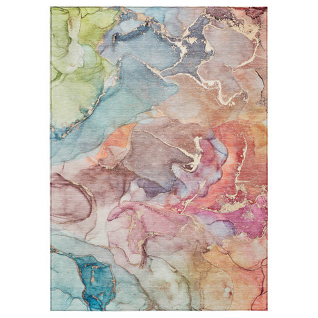 Machine Washable Indoor/Outdoor Chantille ACN500 Blue 8' x 10' Rug