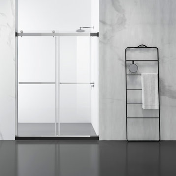 Spezia Double Sliding Frameless Shower Door, Polished Chrome, 60" W X 76" H