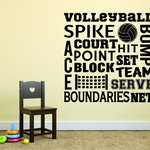 Design With Vinyl - Decal Volleyball Space Spike Bump Court Point Block Hit 20x20" - Product Details: