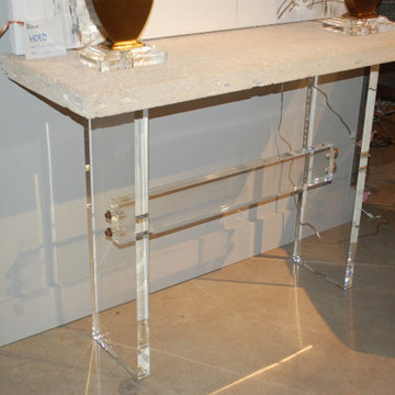 Custom Fossil Stone Top w/ Acrylic Slab Base