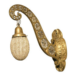 Hollywood Regency Brass and Crystal Sconce - Wall Sconces