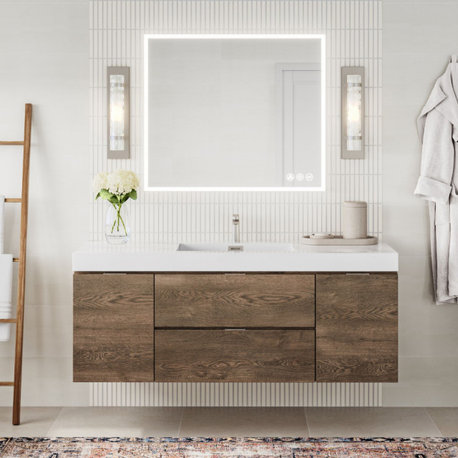 Bliss Bath Vanity, Butternut, 60", Single Sink, Wall Mount