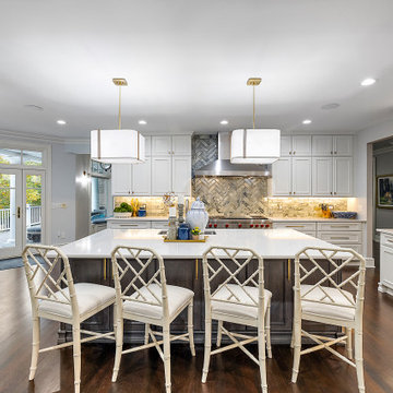 Showplace Chateau Kitchen in White Dove and Cherry Thunder with Ebony glaze