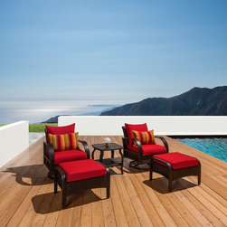 Barcelo&trade; 5pc Motion Club & Ottoman Set in Sunset Red by RST Brands&reg; - Outdoor Lounge Sets