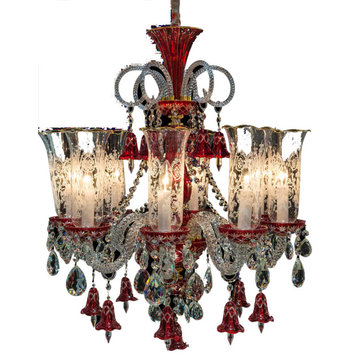 Emma Mason Signature Shimmering Winter Palace 8 Light Chandelier in Red, Clear a