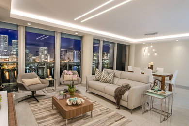 Trendy living room photo in Miami