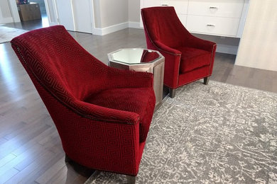 Example of a transitional living room design in Edmonton