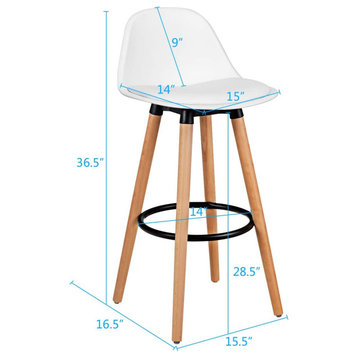 Modern Armless Kitchen Stool with Soft PU Leather Seat, White