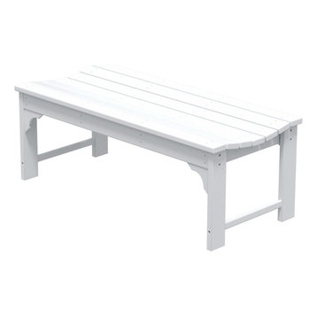 WestinTrends Backless Plastic Outdoor Bench for Patio Garden, White