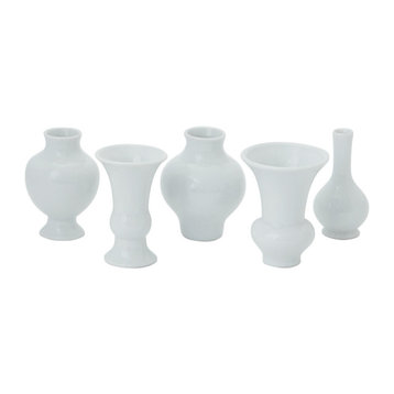 Set of 5 Mini Chinoise Vases, White