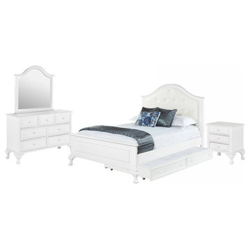 Picket House Furnishings Jenna 4 Piece Full Bedroom Set in White