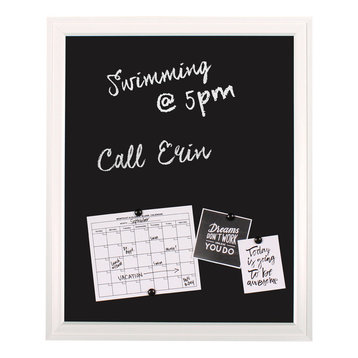Bosc Wall Mounted Framed Magnetic Chalkboard, White, 27.5x33.5